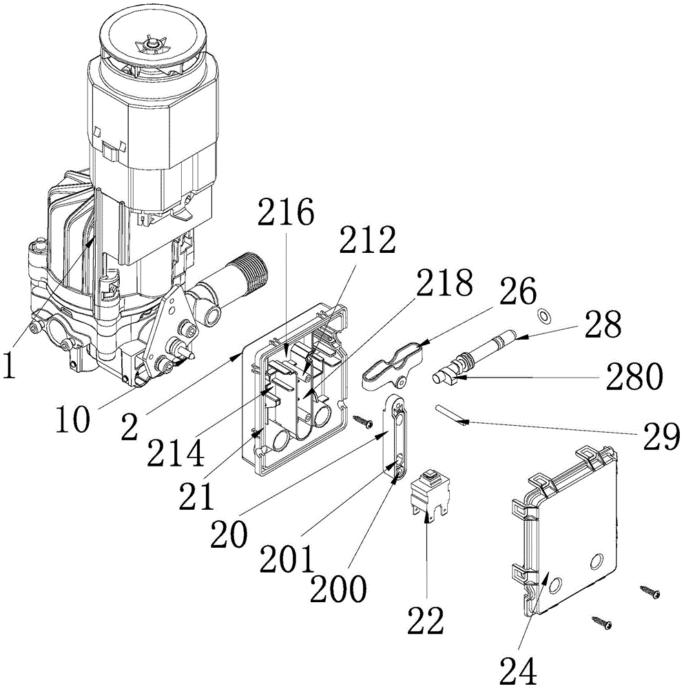 Cleaning machine with switch box structure