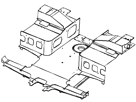 Integrated device for group welding, hoisting, machining and assembling of end chassis of rail vehicle