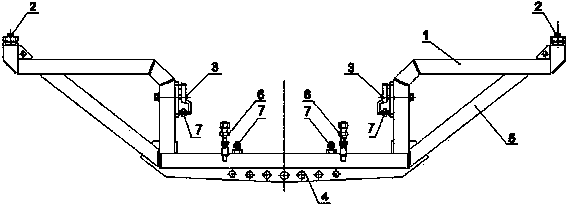 Integrated device for group welding, hoisting, machining and assembling of end chassis of rail vehicle