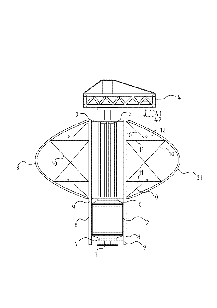 Device and method for avoiding stall caused by strong wind in vertical axis wind turbine