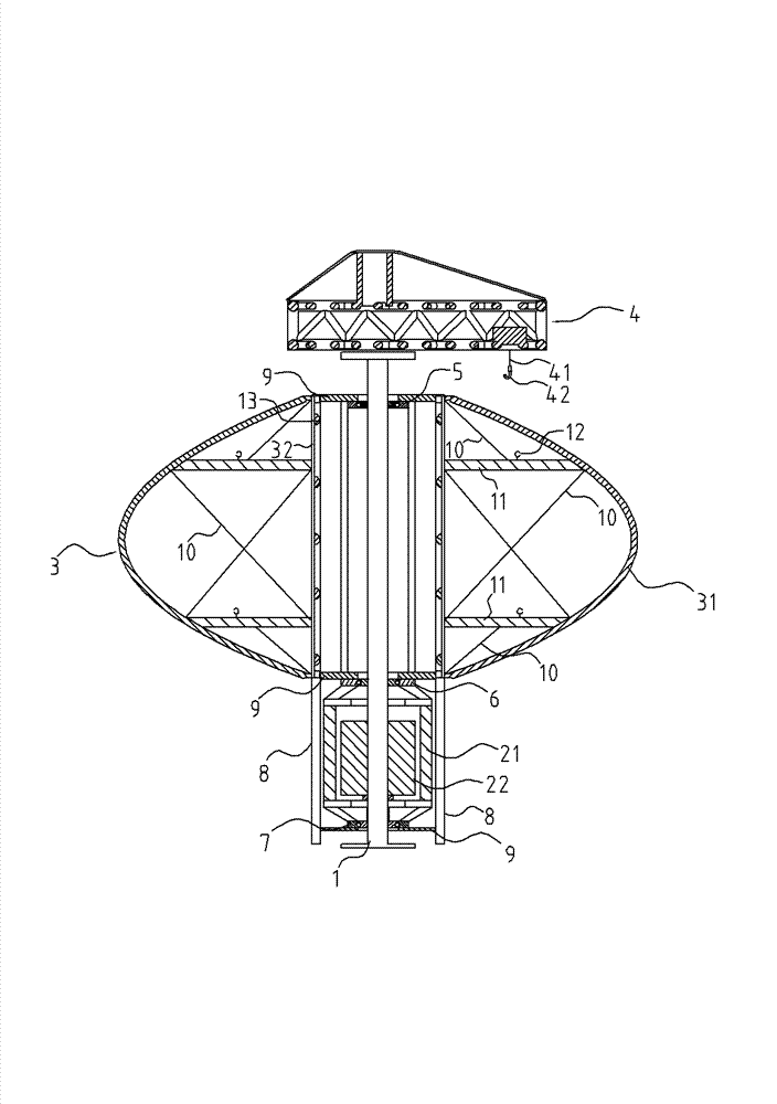 Device and method for avoiding stall caused by strong wind in vertical axis wind turbine