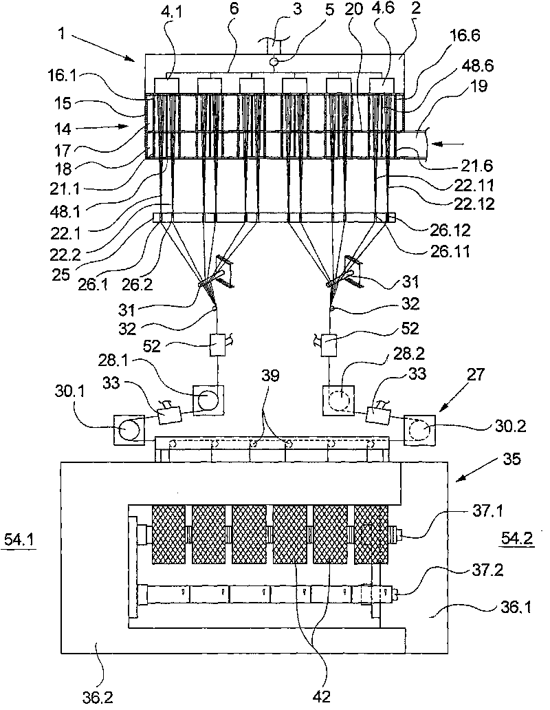 Device for melt-spinning and winding multiple synthetic threads