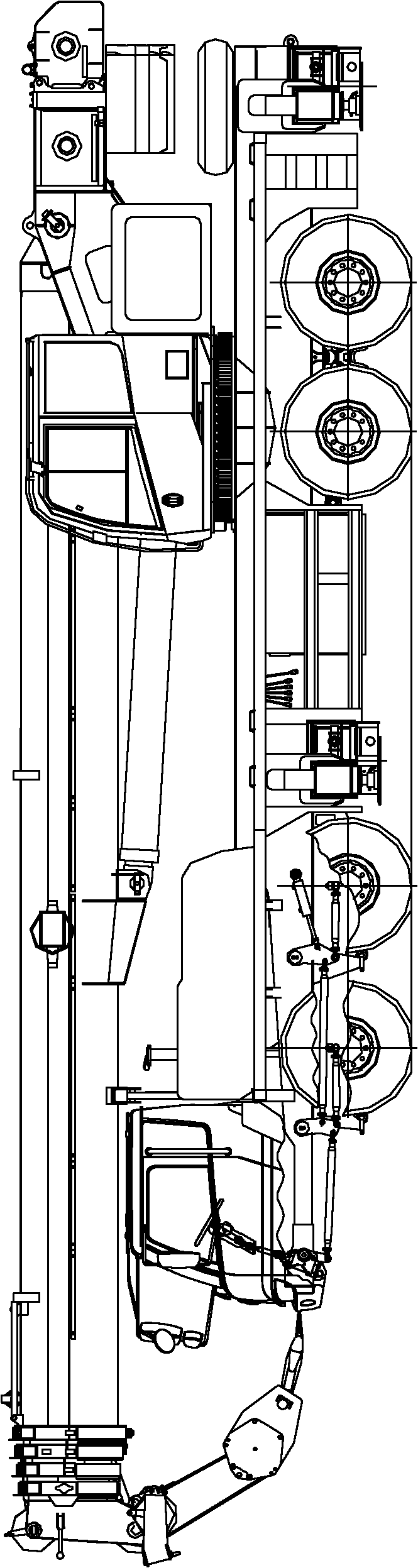 Four-axle automobile chassis and automobile crane with same