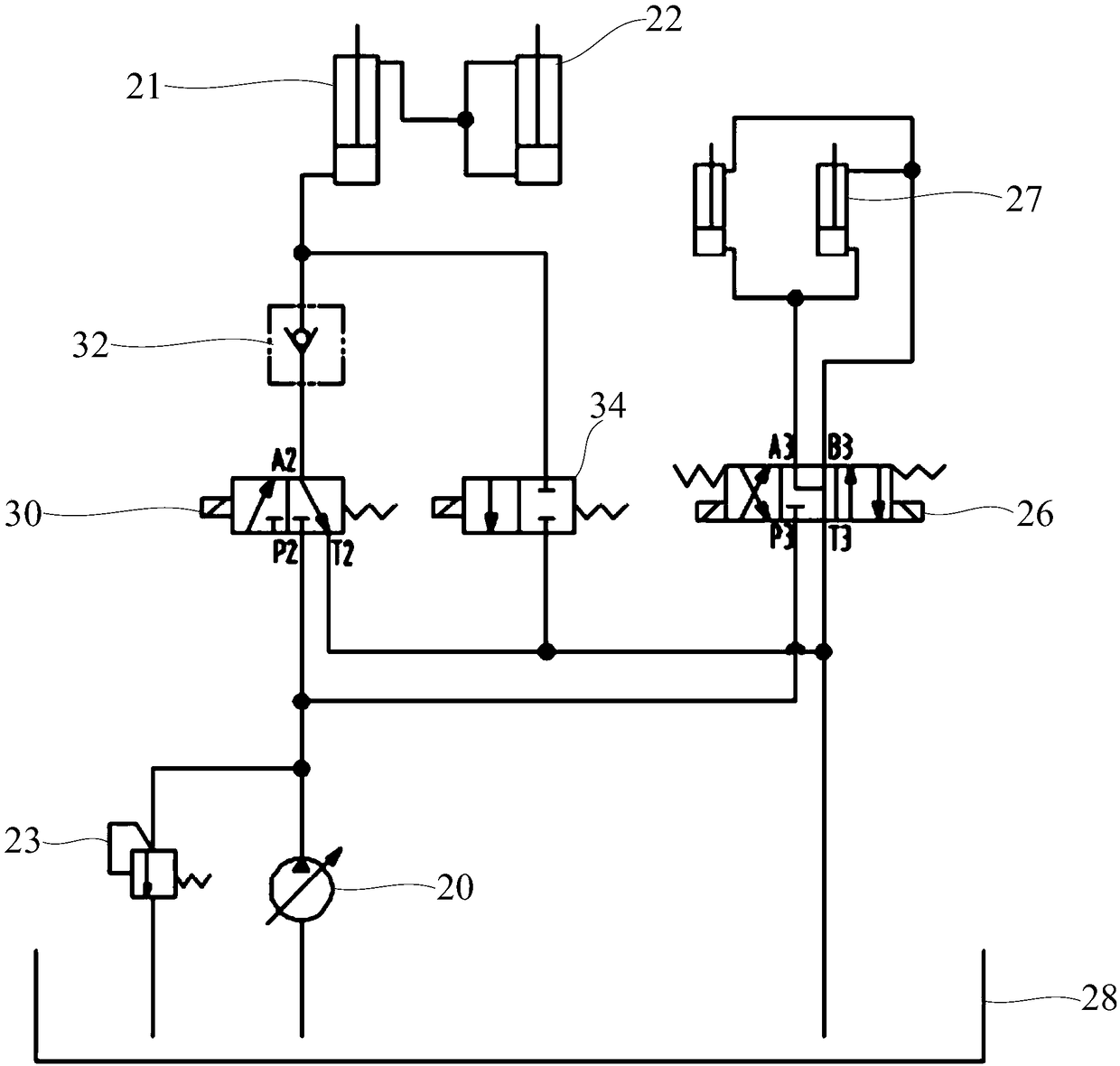 Hydraulic driving system for controlling turnover arm of turnover table and turnover table