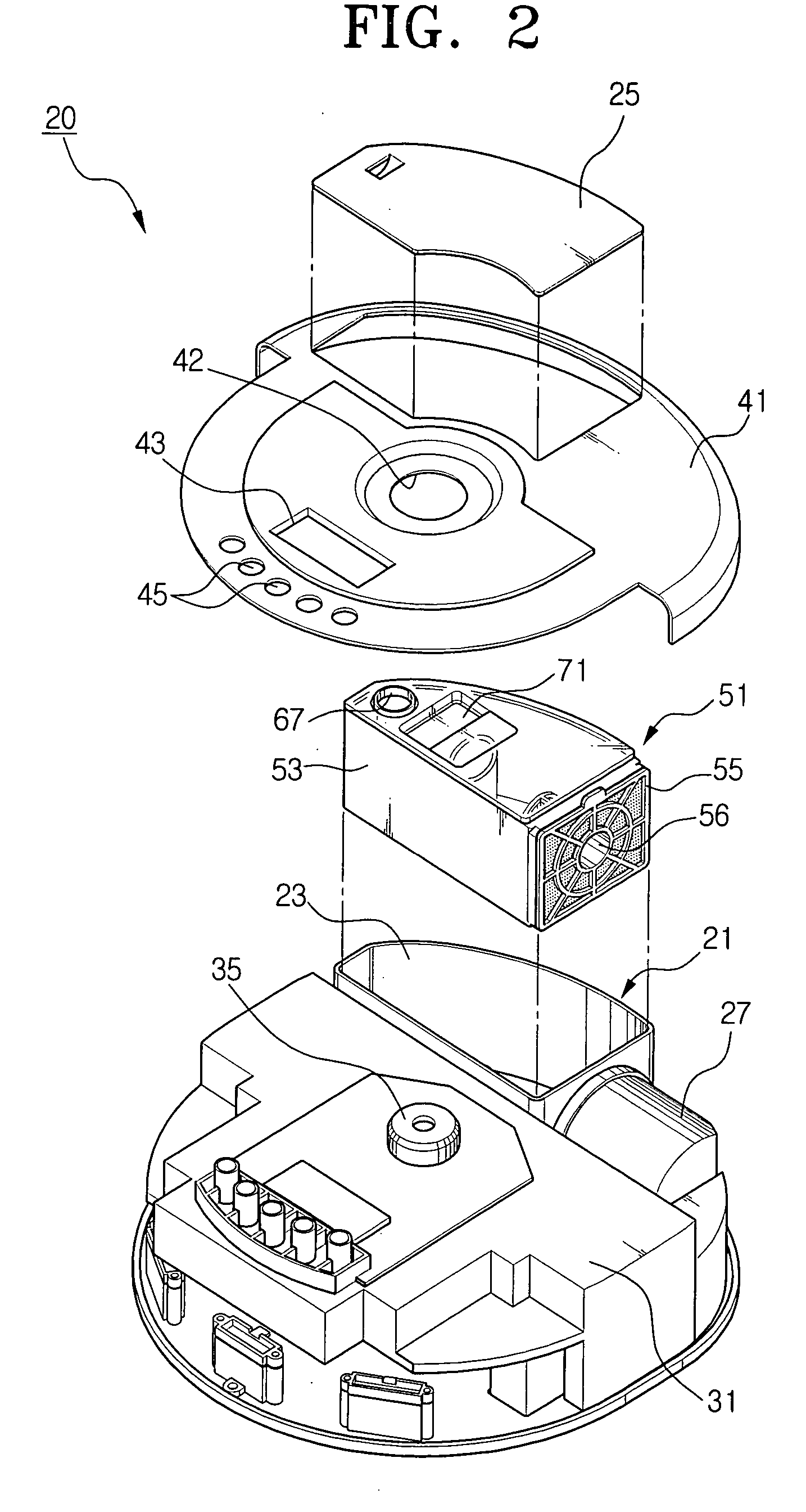 Dust receptacle of robot cleaner and a method for removing dust collected therein