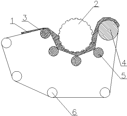 Concave and convex rolling shaft pressure device of belt filter press