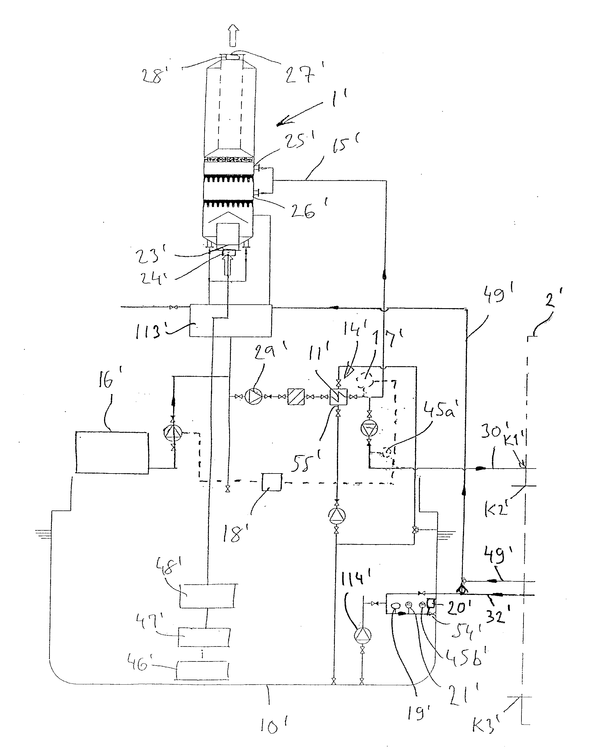 Method for treating impurities contained in exhaust gases of ships, ship with exhaust gas scrubber, and purification unit