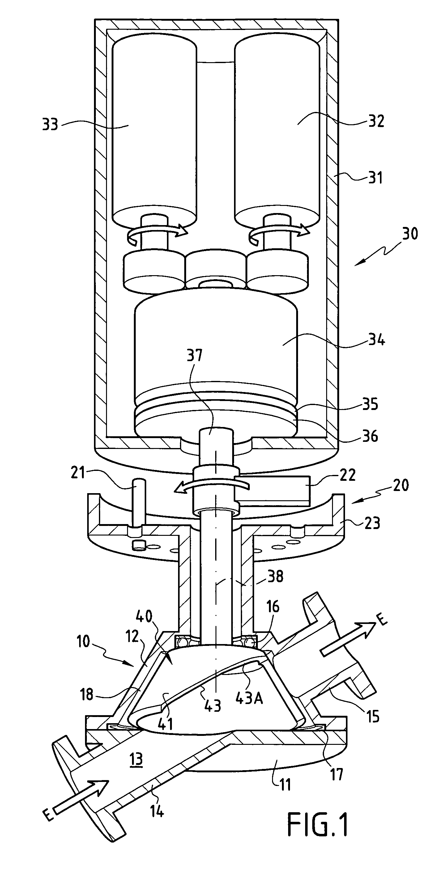 Valve device having a long adjustment stroke