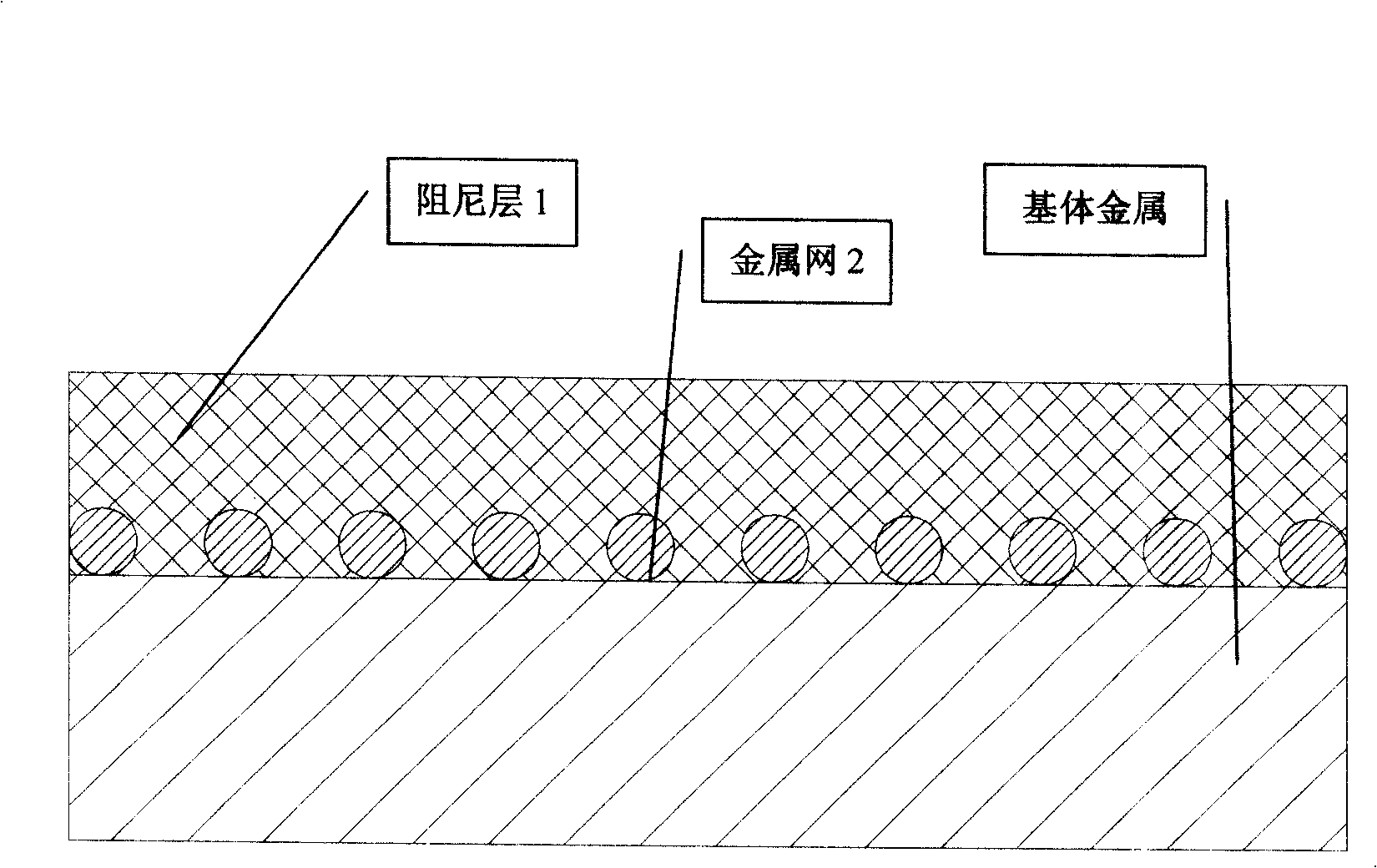 Metal net plate damping composite material and method for manufacturing same