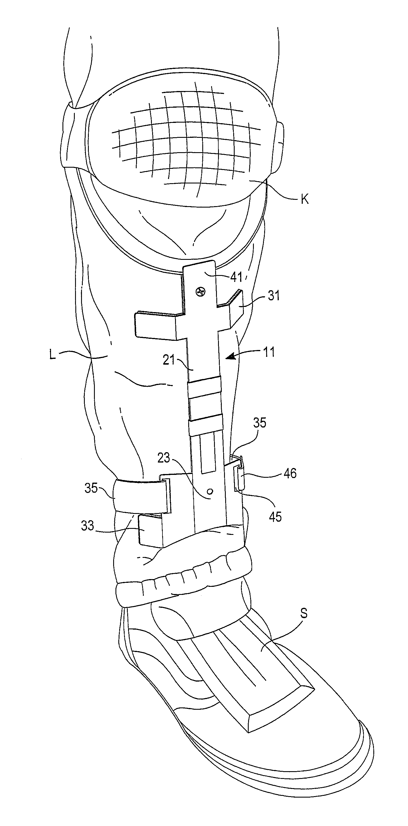 Positioning brace for a kneepad