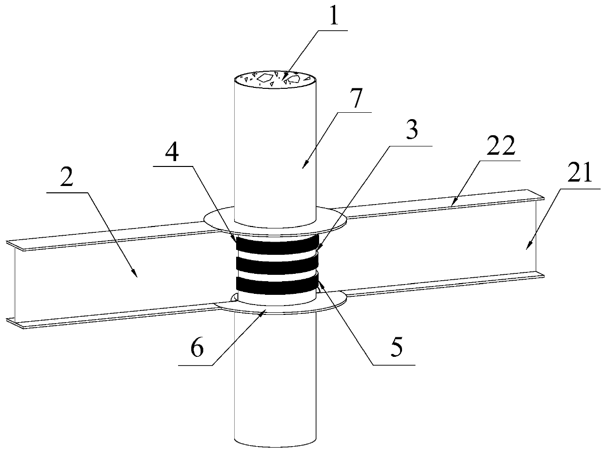 FRP hoop joint of thin-walled circular steel tube regenerated block concrete structure