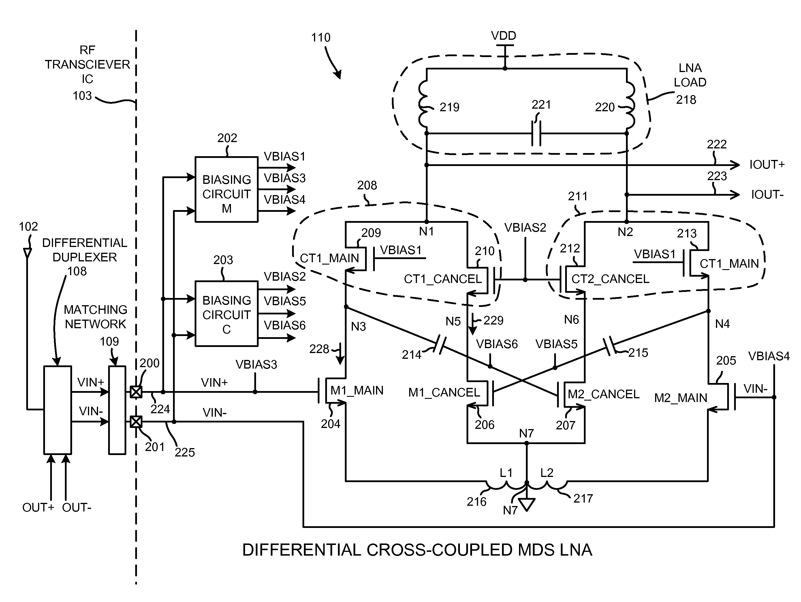 Low noise and low input capacitance differential MDS LNA