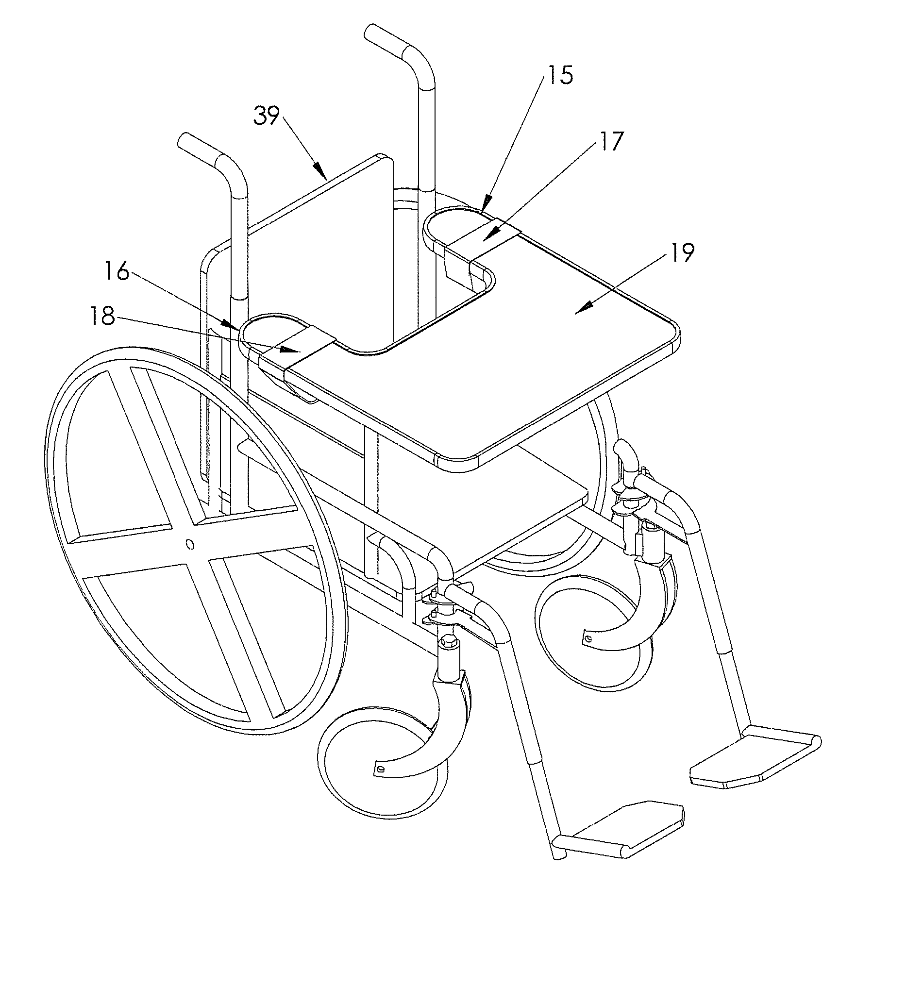 Modular multi-wall tray retrofitable to a wheelchair