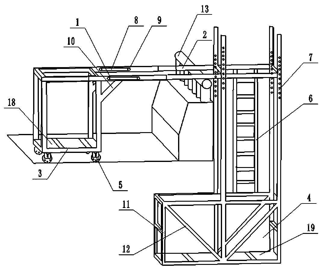 Adjustable split-type movable hanging basket for bridge maintenance and operating method