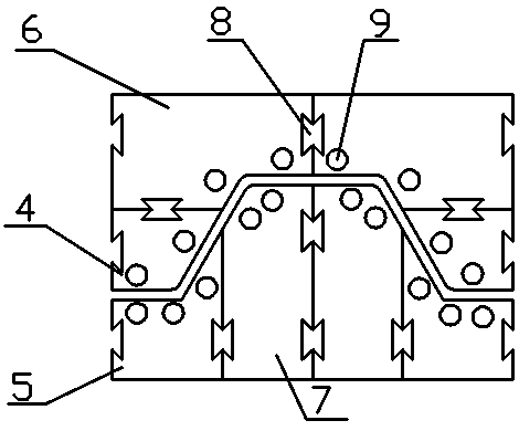 Combined die for shearing, bending, compounding and deforming magnesium alloy board