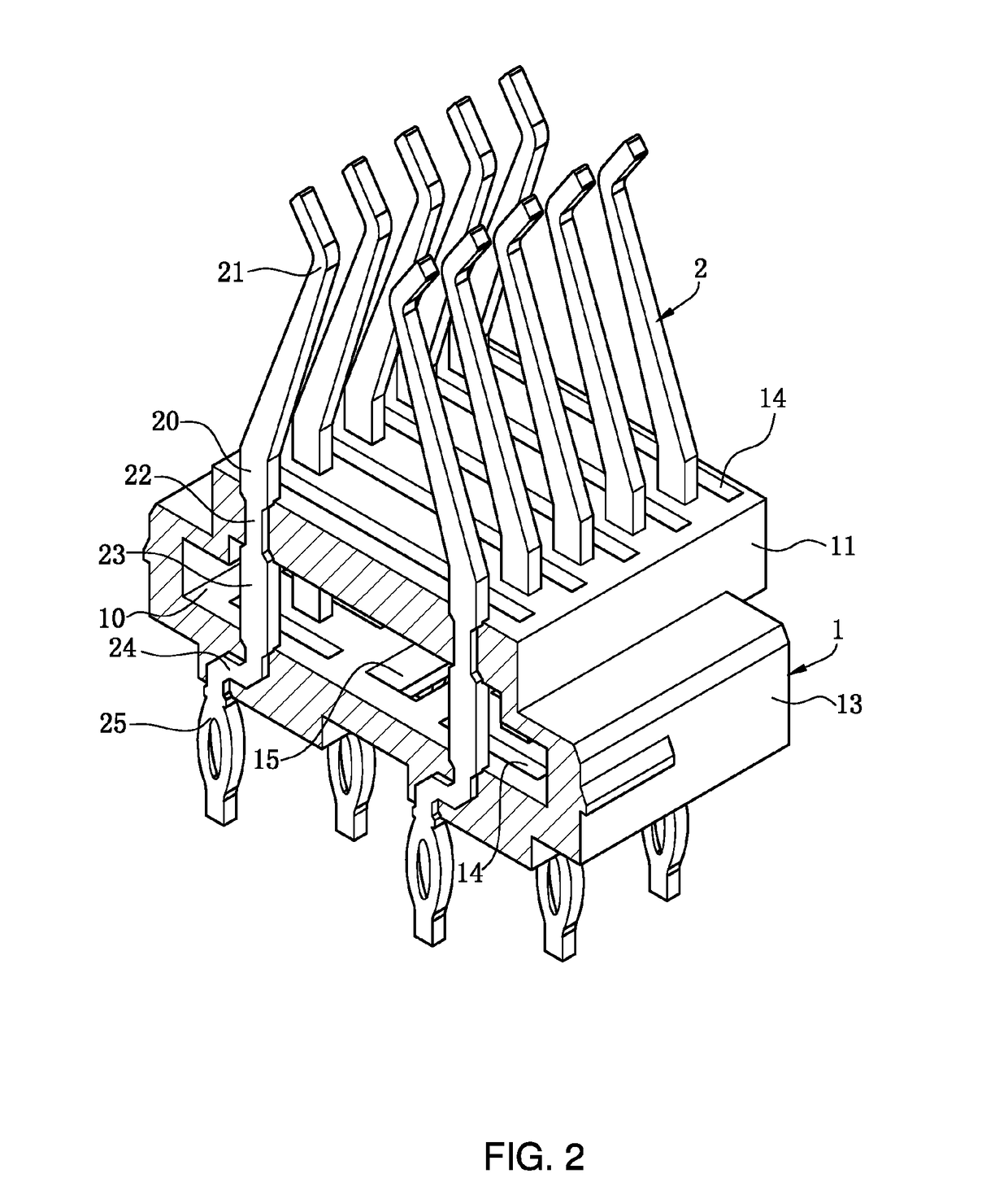 Electrical connector reducing insertion loss while ensuring terminal fixing height