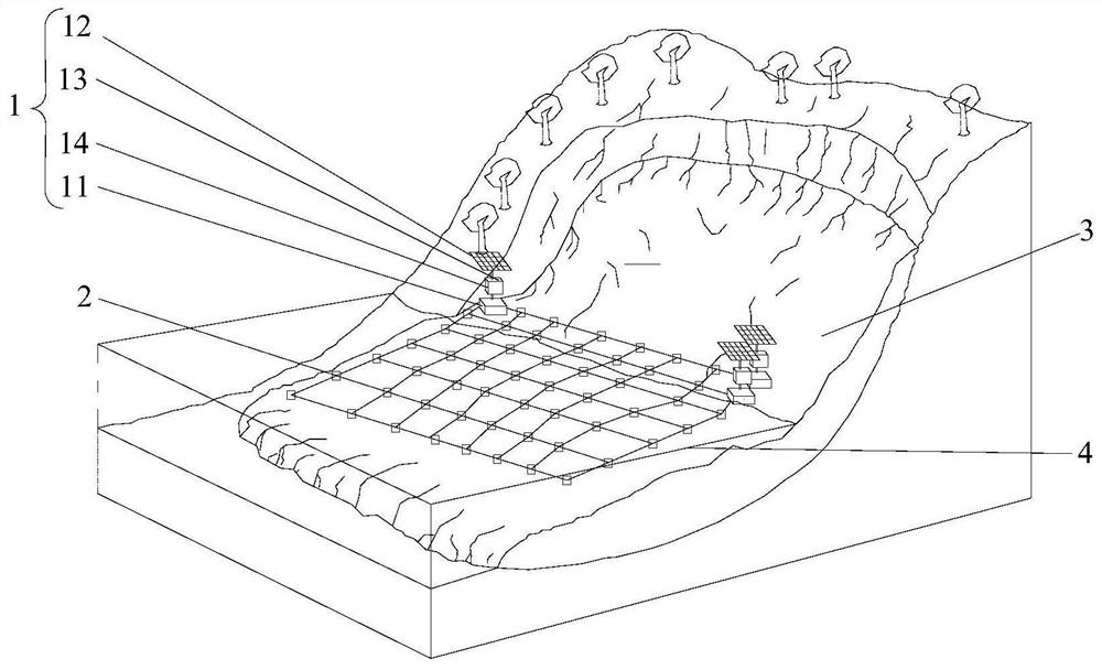 A landslide underwater network-type three-dimensional deformation monitoring system and monitoring method