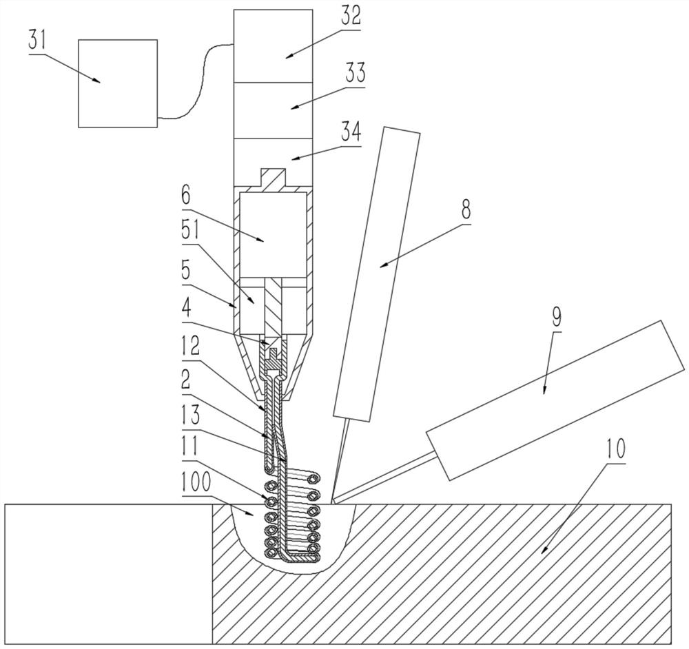 Welding system for reducing aluminum alloy laser-arc hybrid welding air holes and method