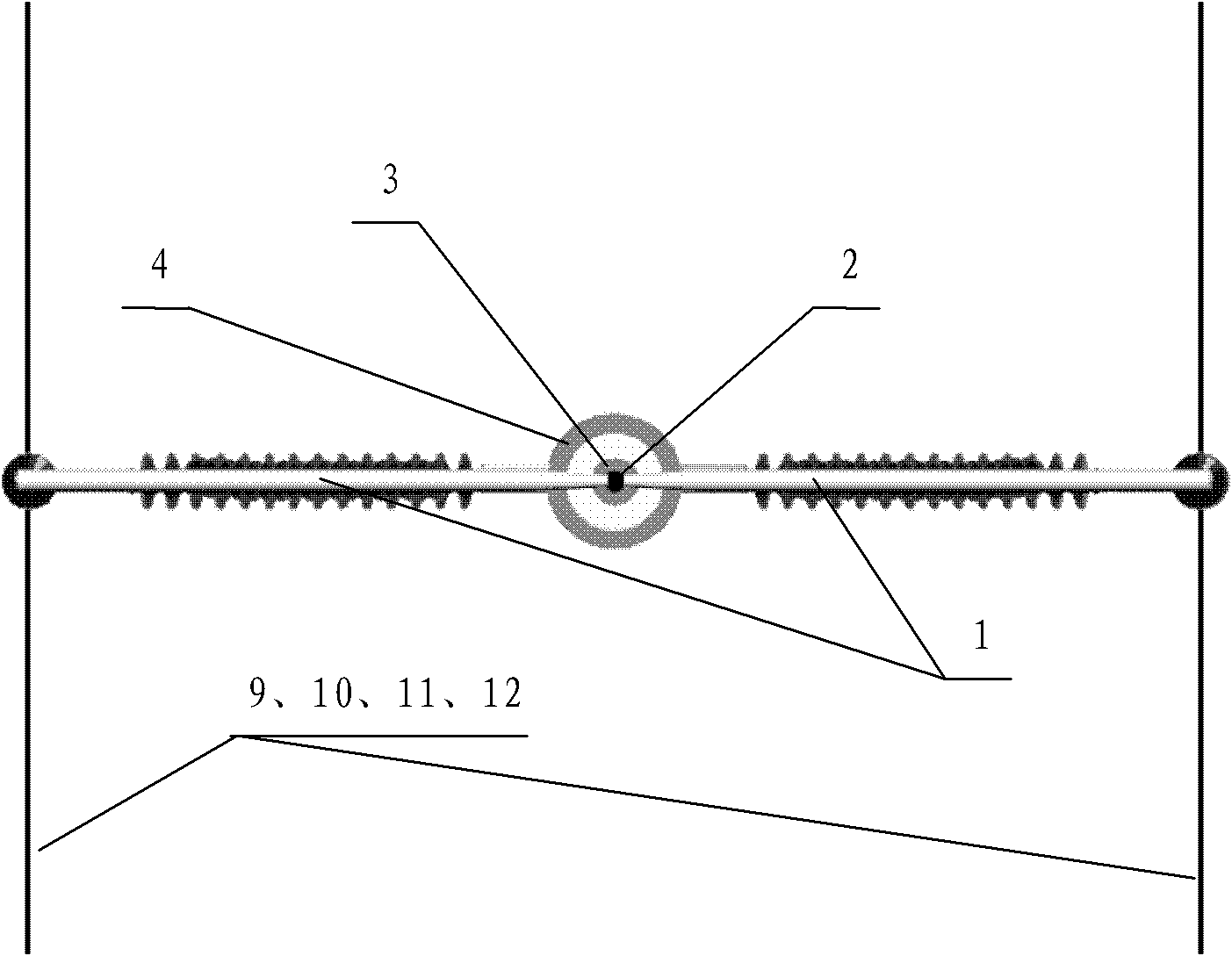 Central vertical grounding leading-down method for composite pole tower and pole tower thereof