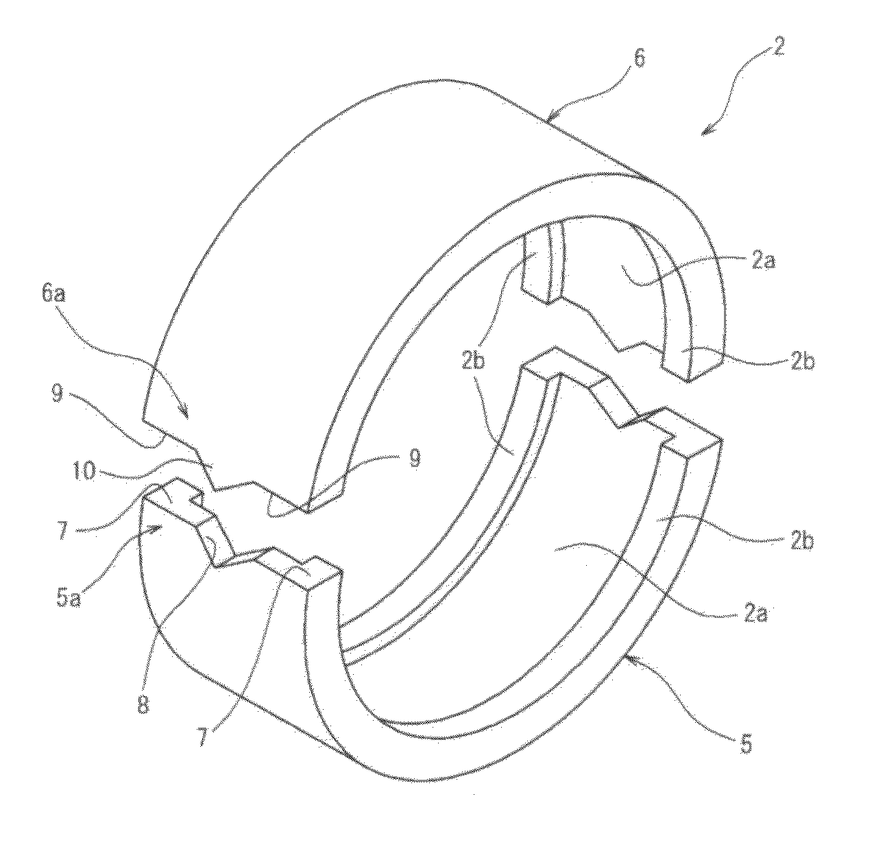 Split outer ring, split rolling bearing using the same ring and construction and method of mounting the same rolling bearing