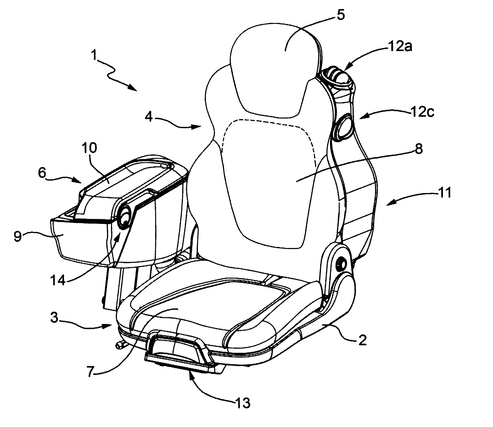 Air-conditioned seat for a cabin of a vehicle