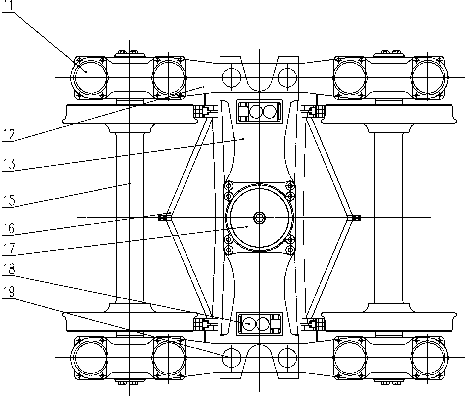 Railway vehicle shaft box suspension type self-height-adjusting bogie