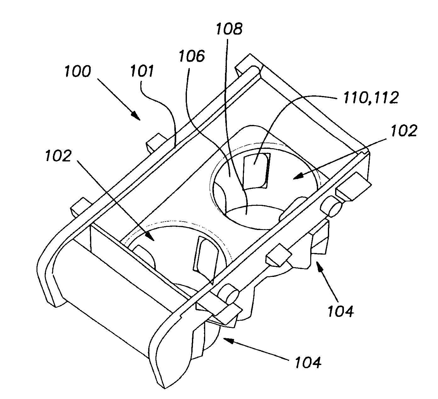 Tab structure for controlling cups in vehicles