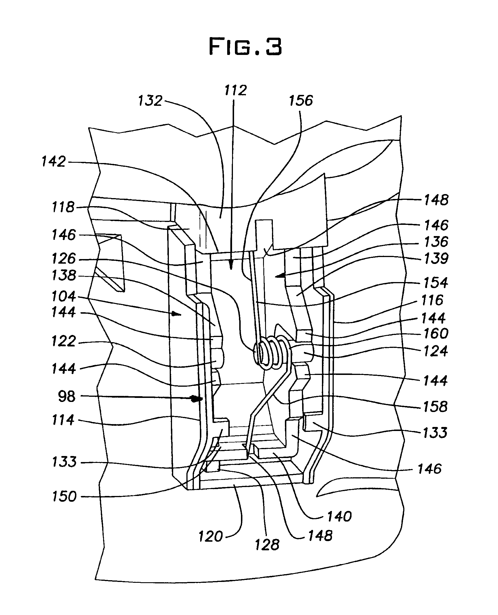 Tab structure for controlling cups in vehicles