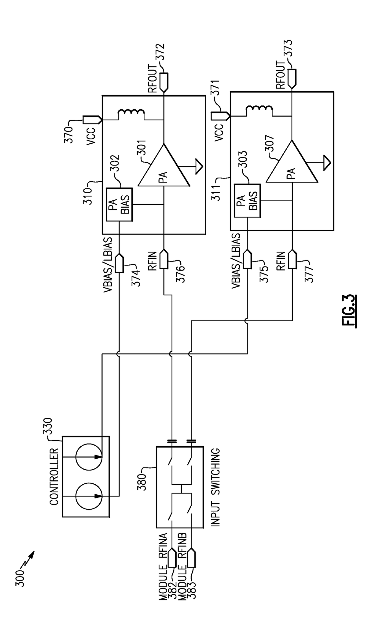 Radio-frequency and bias signal coupling in power amplifier devices