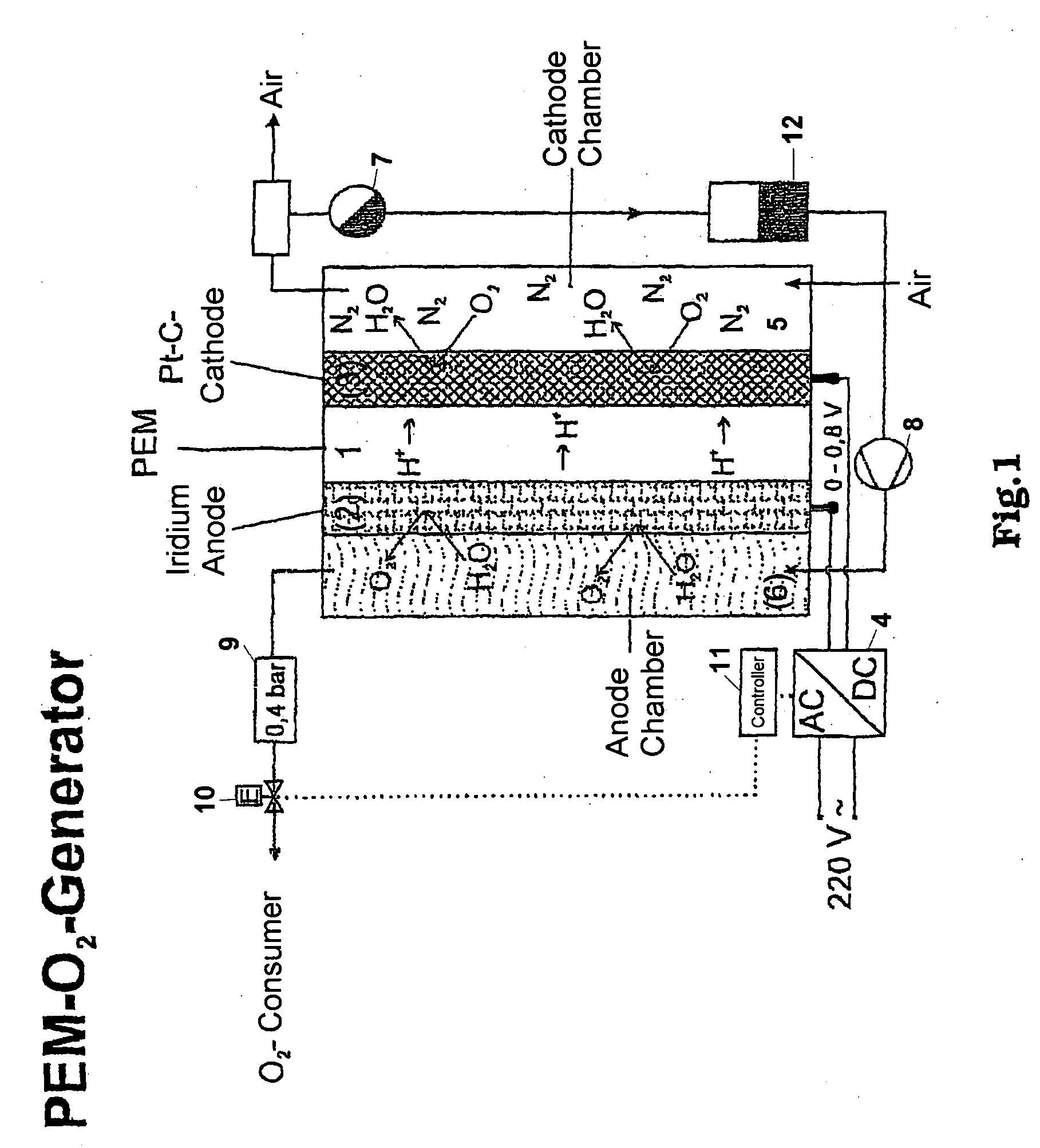 Portable elektrochemical oxygen generator