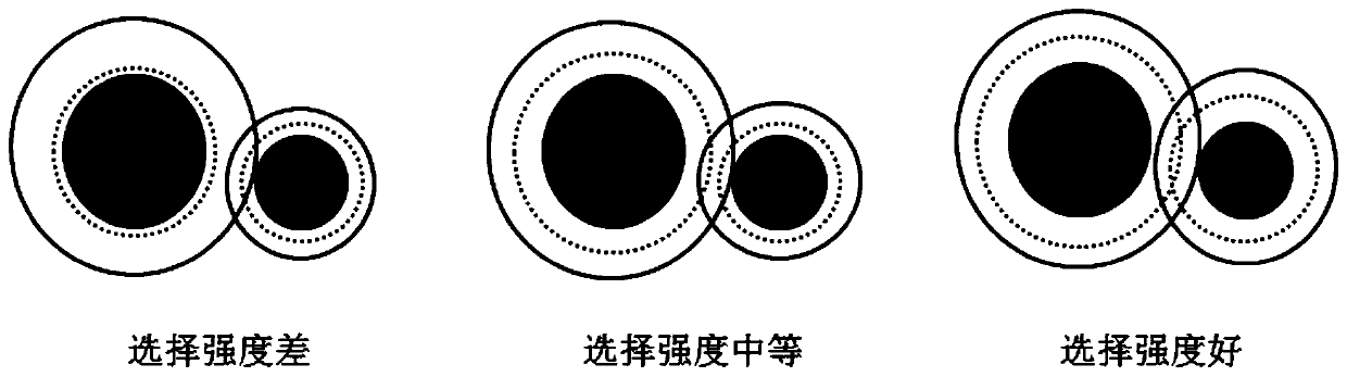 Method for judging granulation selectivity strength among different iron ore powder particles