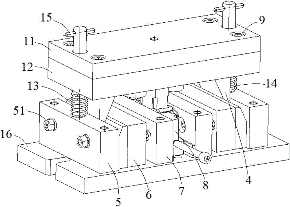 Jump catch clamp, integrated tool for jump catch riveting and flanging and machining method thereof