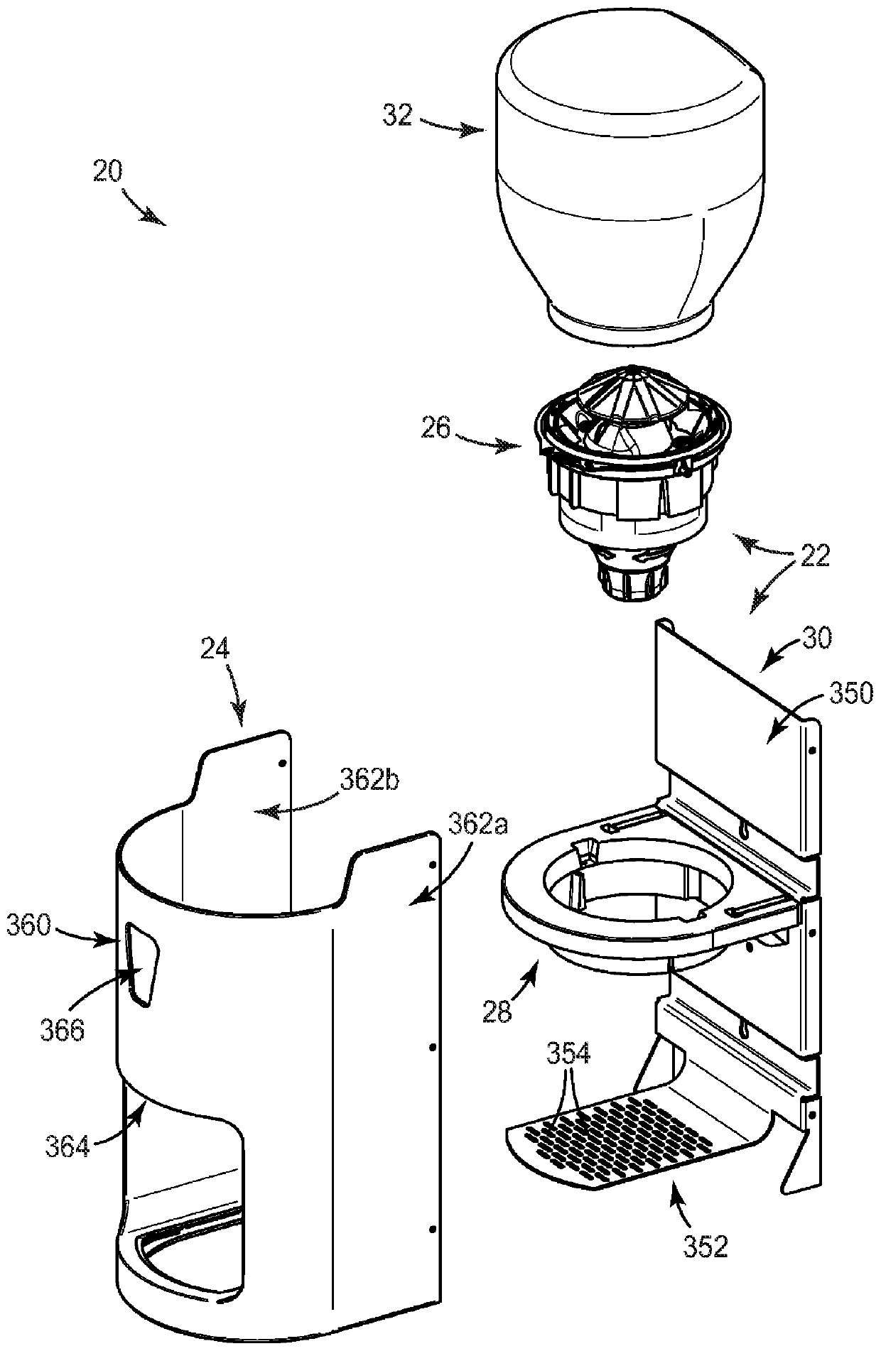 Ear tip dispenser with fixed funnel divider