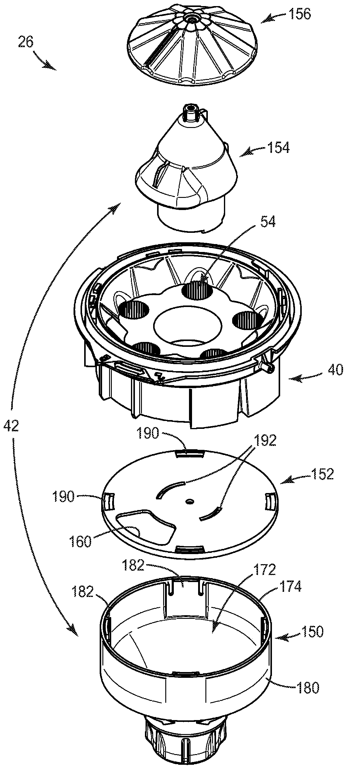 Ear tip dispenser with fixed funnel divider