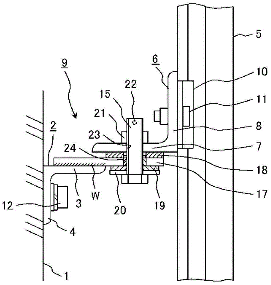 Device for attaching elevator guide rail