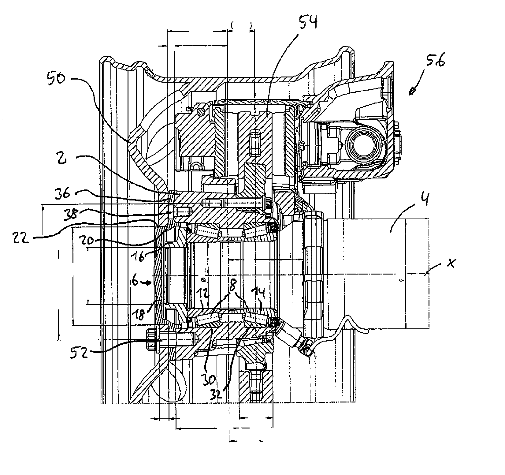 Wheel bearing assembly having a centering device for vehicles