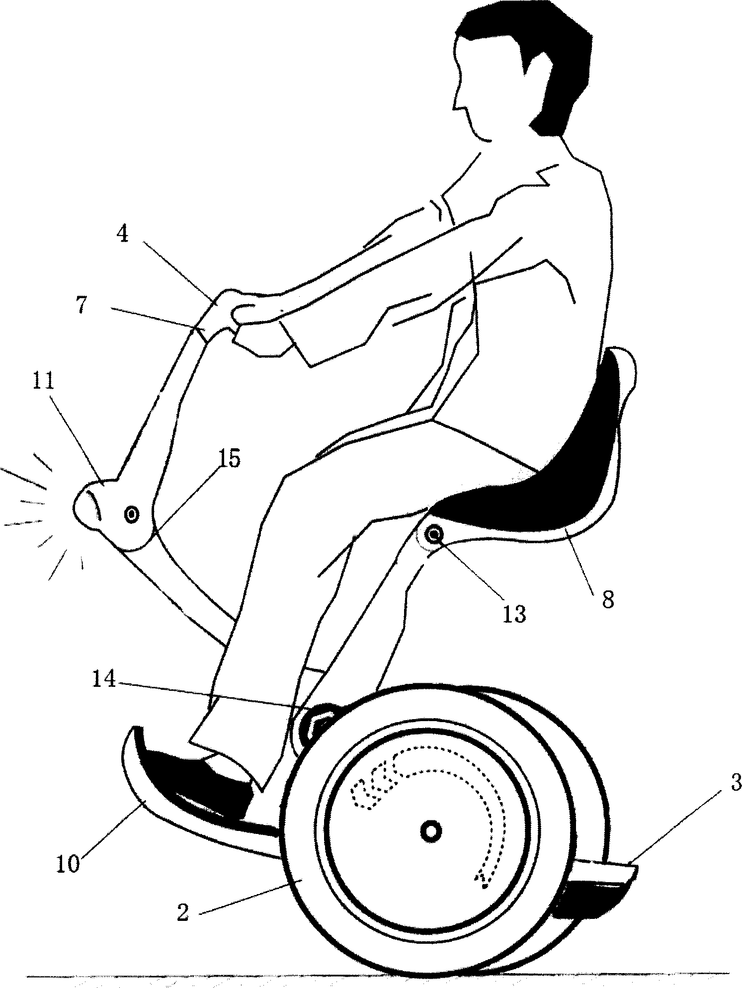 Standing and seating two-way type balanced car with two wheels