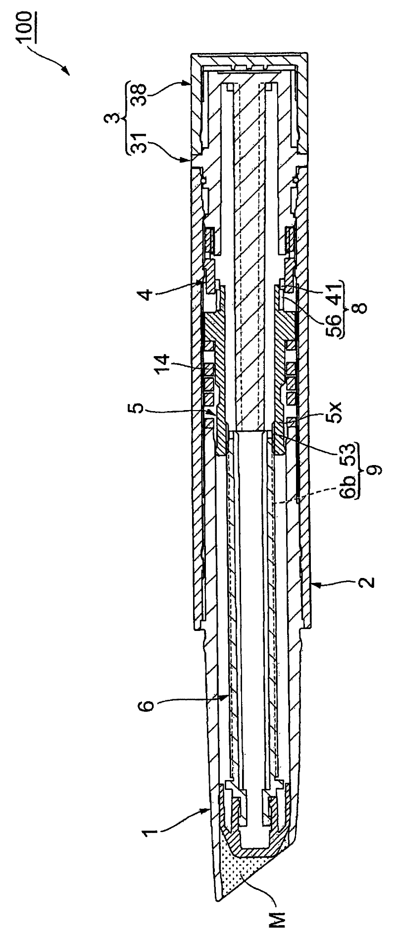 Coating material pushed out of container