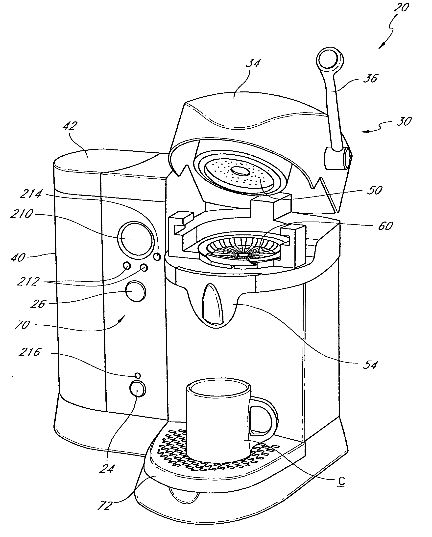 Hot beverage brewing device