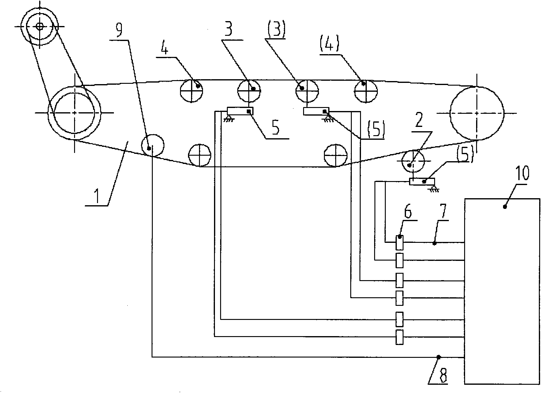 Suspension-type electronic belt scale capable of detecting tare weight in real time