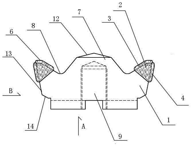 Gold-ingot-shaped tooth for waste treatment