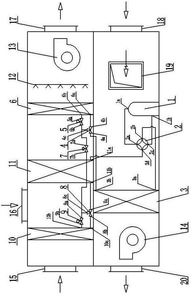 Refrigerant supercooling heat reusing and recovering air processing unit