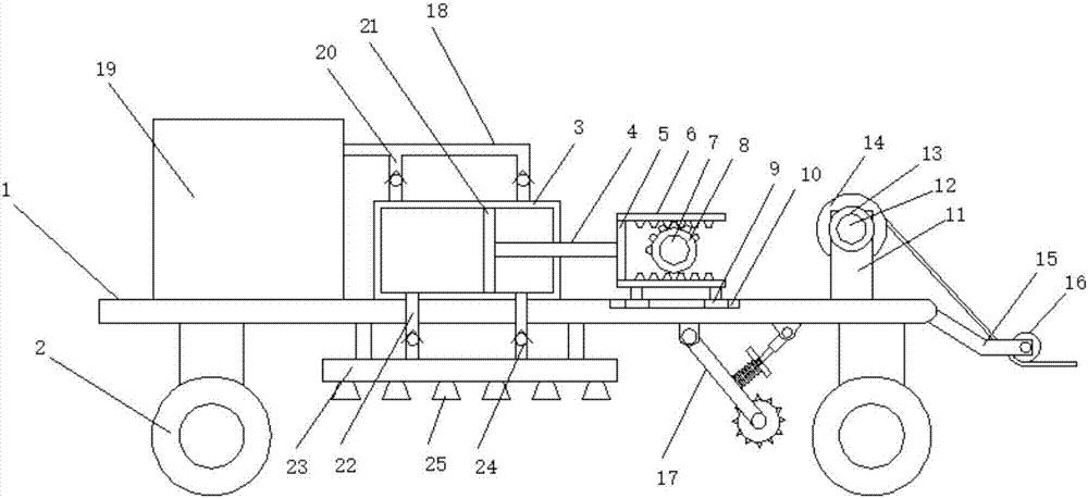 Agricultural thin-film laminating device on which water can be sprayed