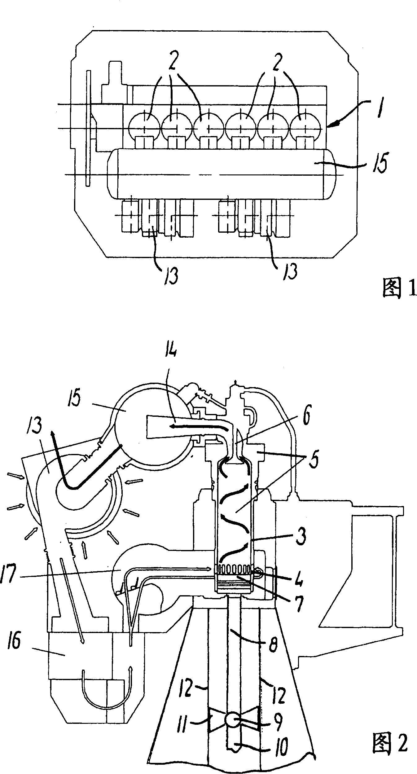 Method for forcibly changing rotating position of piston ring and cross-type two-stroke diesel engine