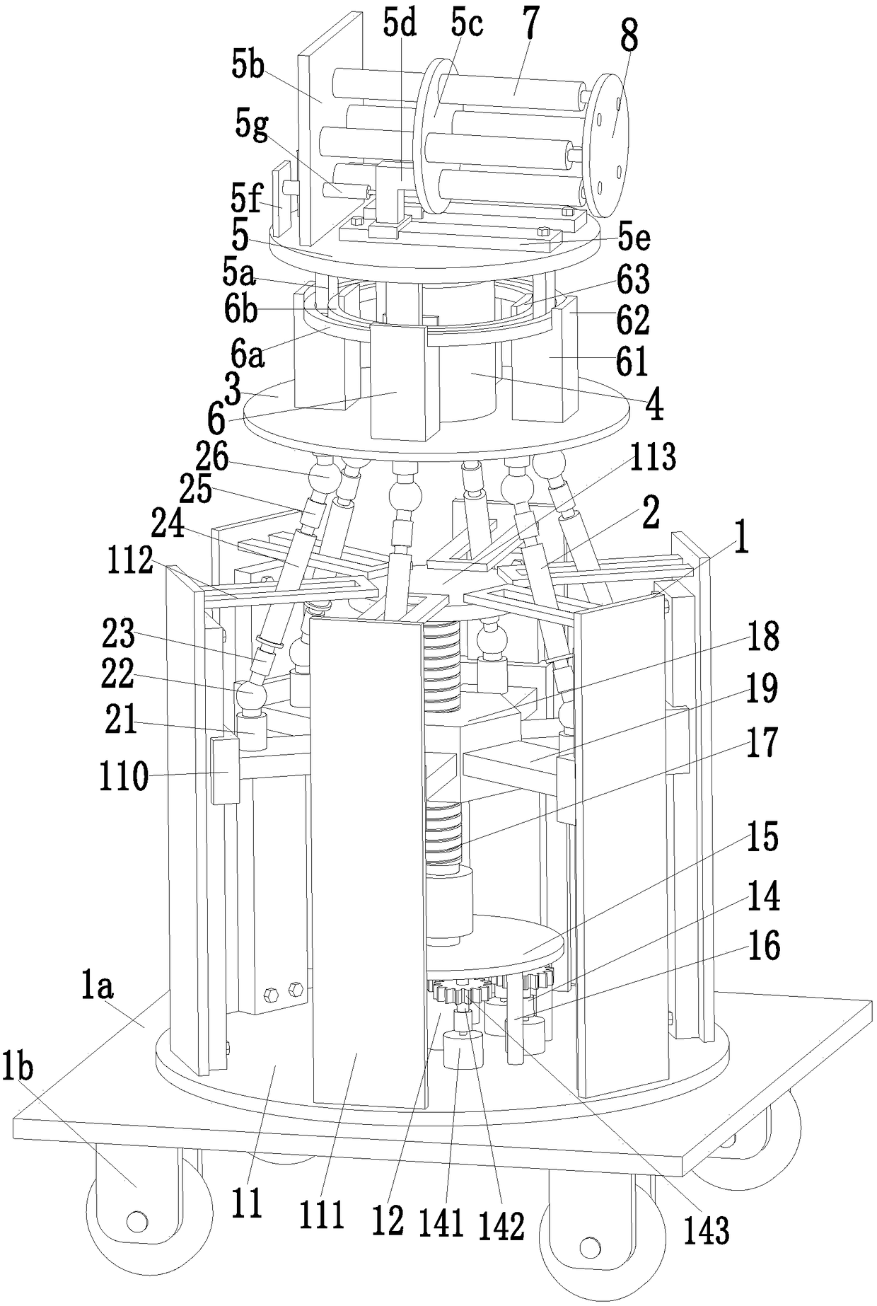 A height-adjustable rigid support equipment for building guardrail cleaning