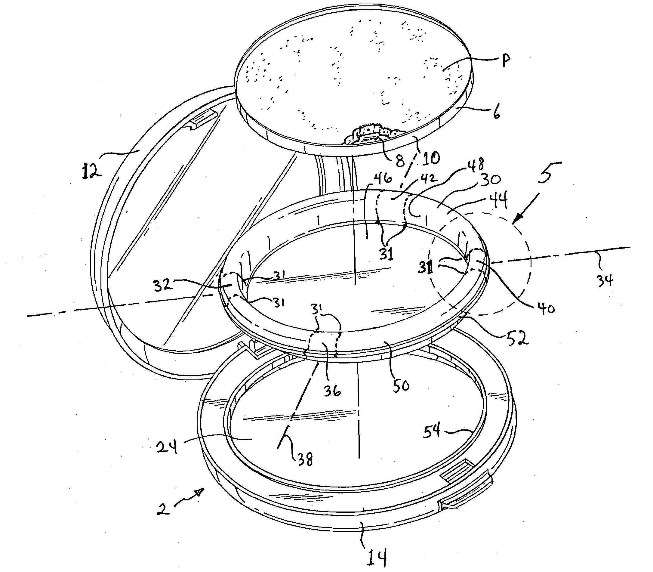 Shock absorber for cosmetic compact