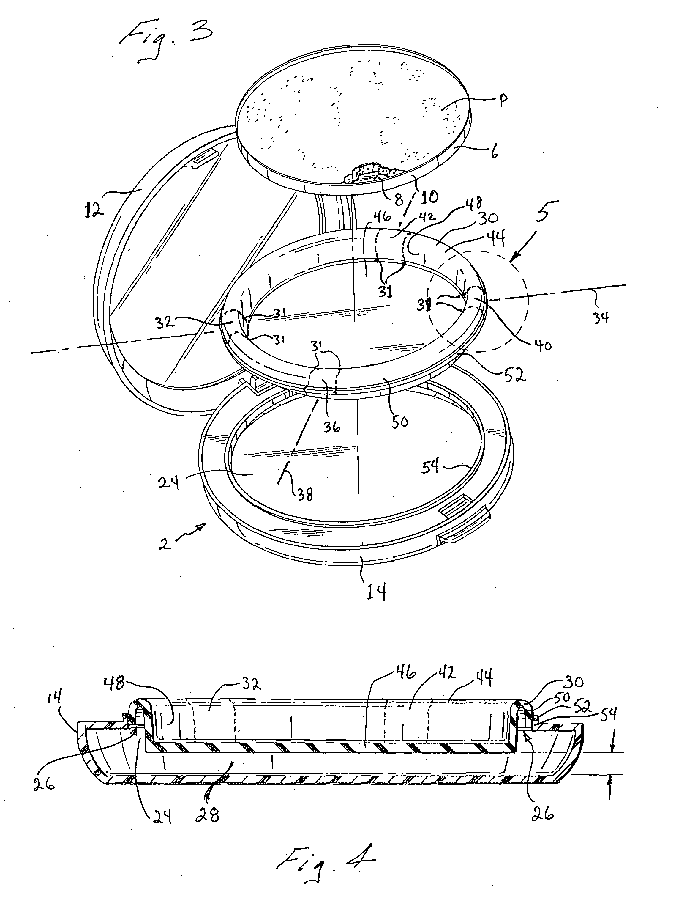 Shock absorber for cosmetic compact