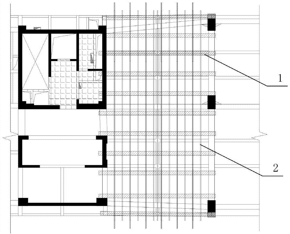 Overhead steel-beam stress platform and construction method thereof