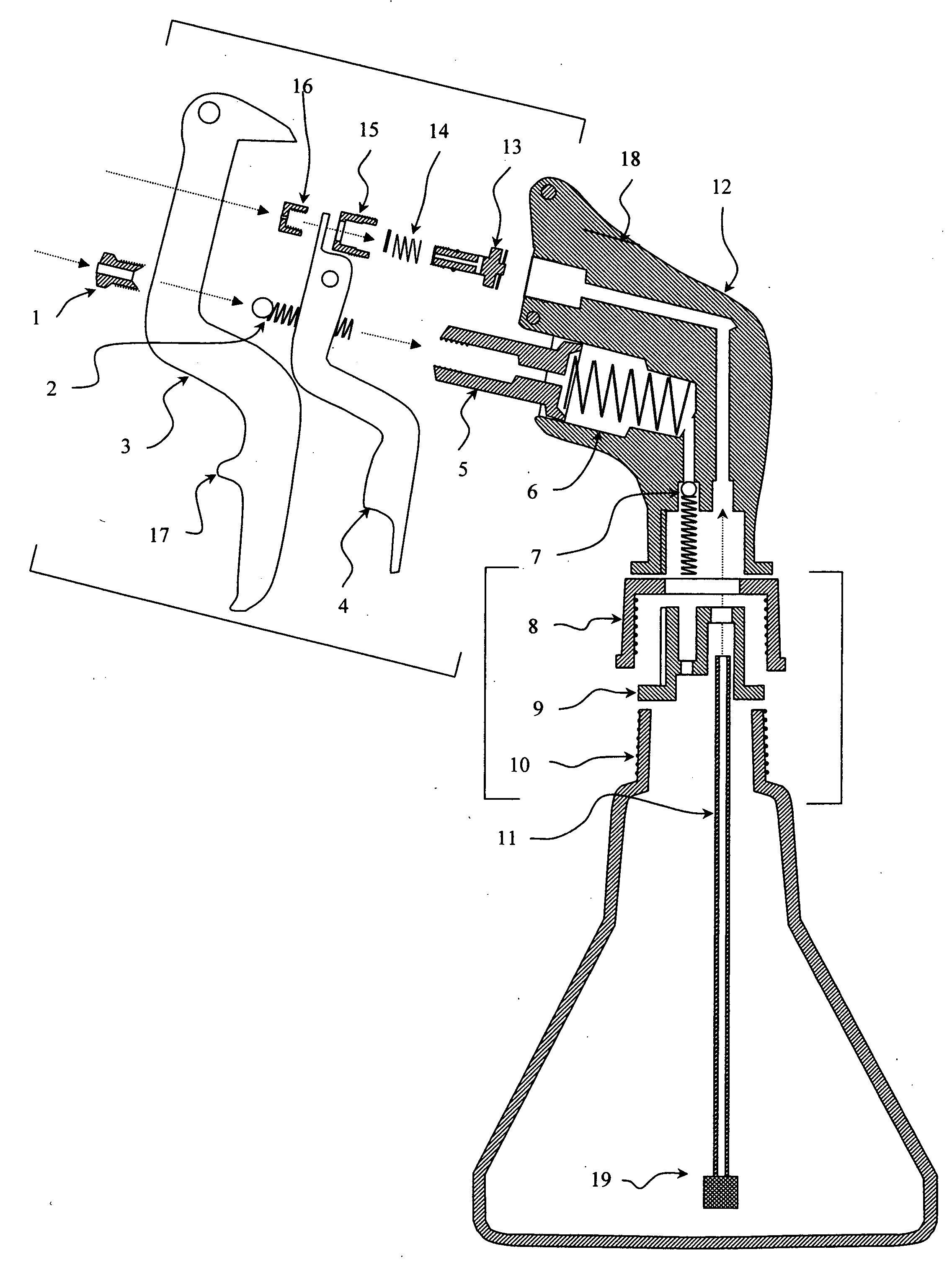 Handgrip powered pressurized air sprayer