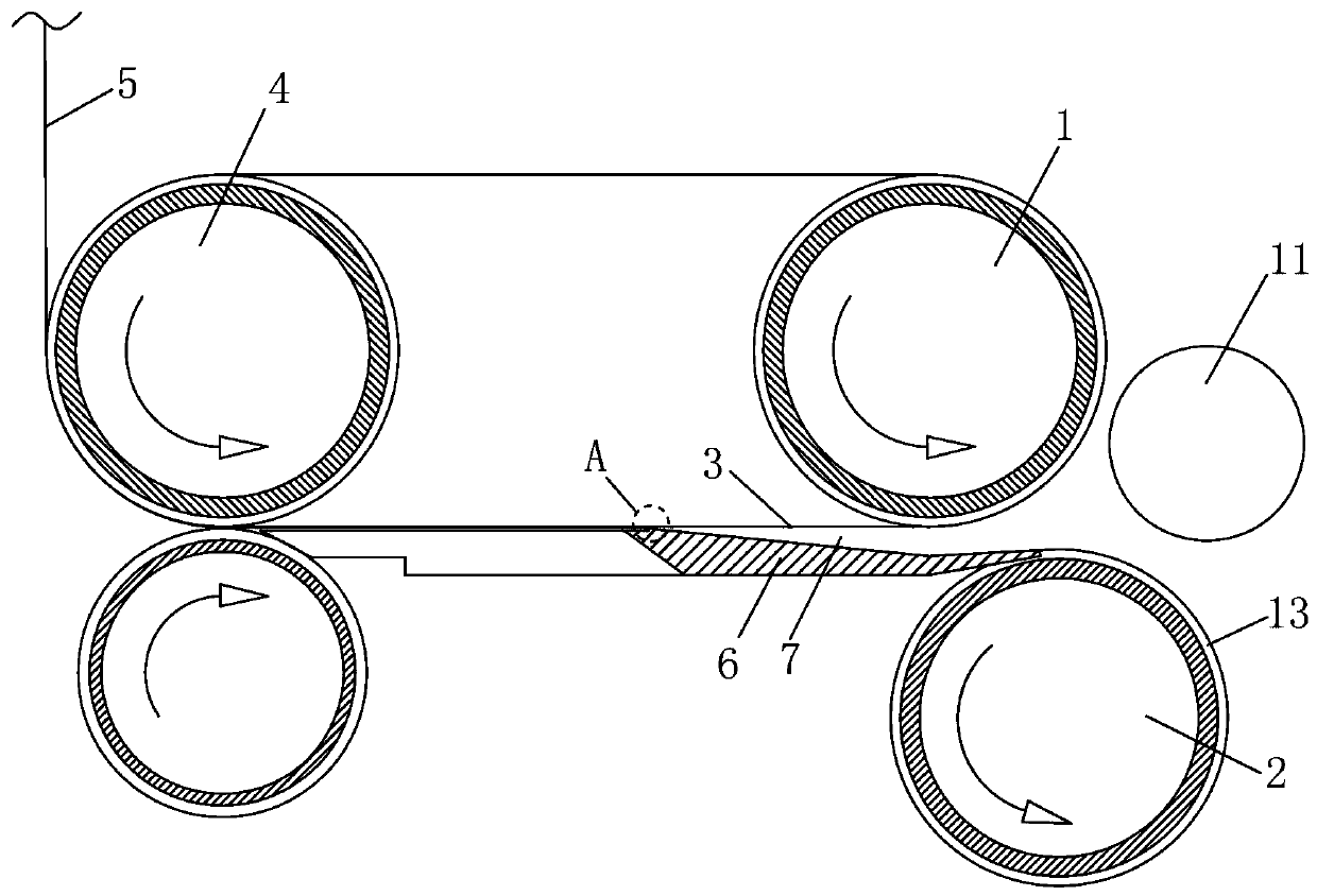 Non-core paper roll rewinding machine utilizing circulation belt for winding